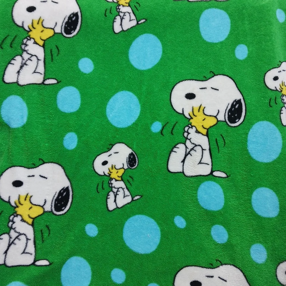 Peanuts Snoopy Woodstock Blanket Green Fleece 60 x 44